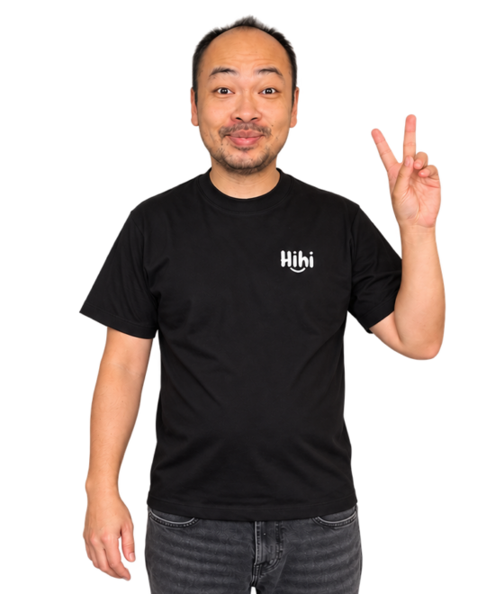 Tričko „Hihi“ unisex – žlté / čierne – Obrázok 3