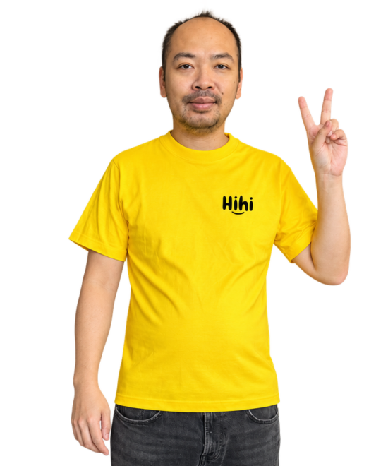 Tričko „Hihi“ unisex – žlté / čierne