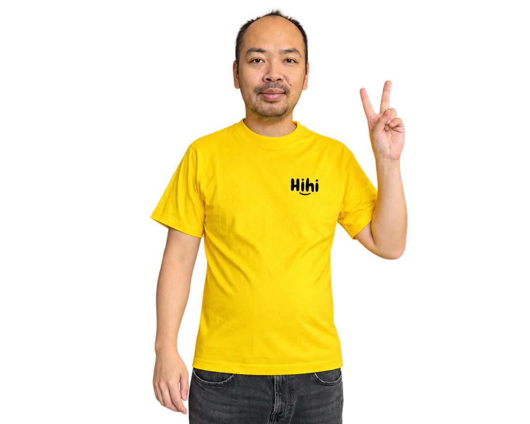 Tričko „Hihi“ unisex – žlté / čierne