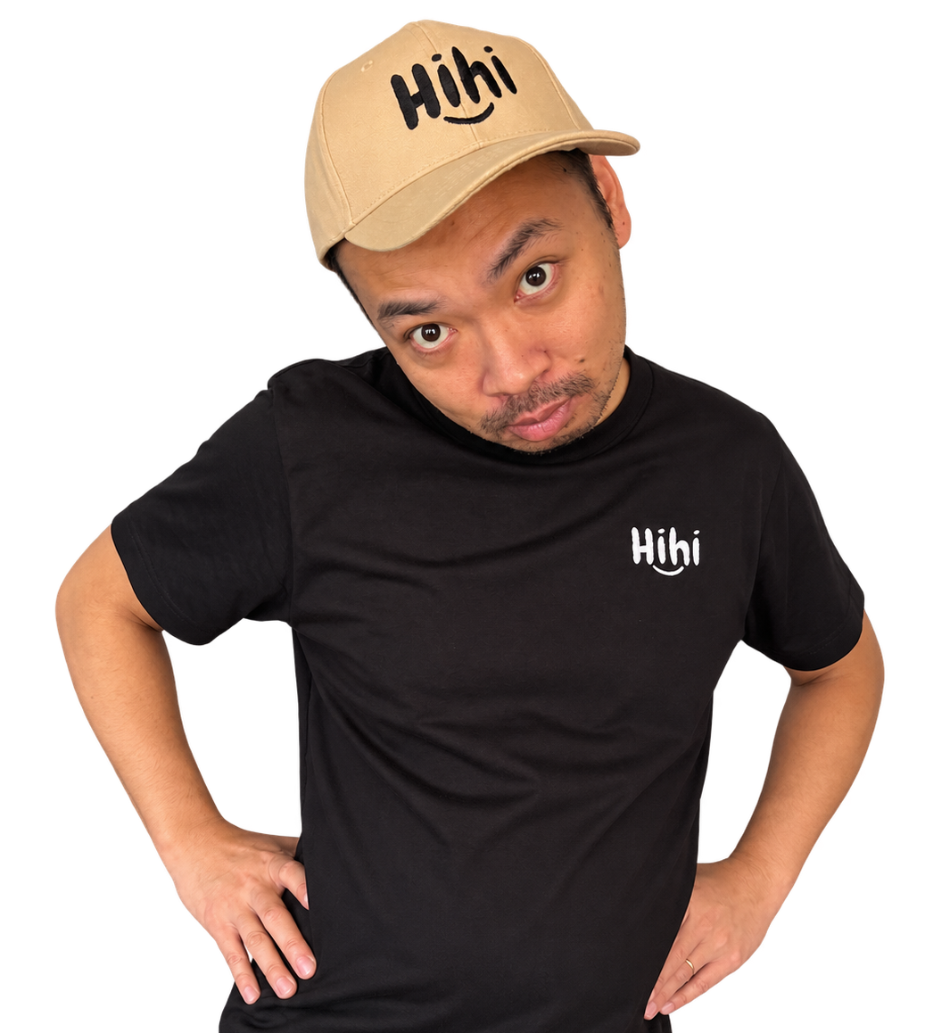 Tričko „Hihi“ unisex – žlté / čierne – Obrázok 5